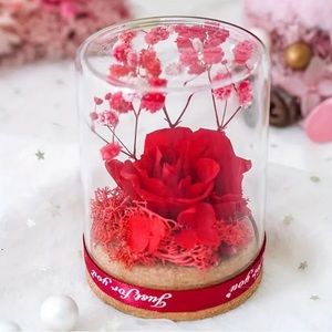 1 pc forever eternal red real rose,Preserved Rose in Glass dome, handmade